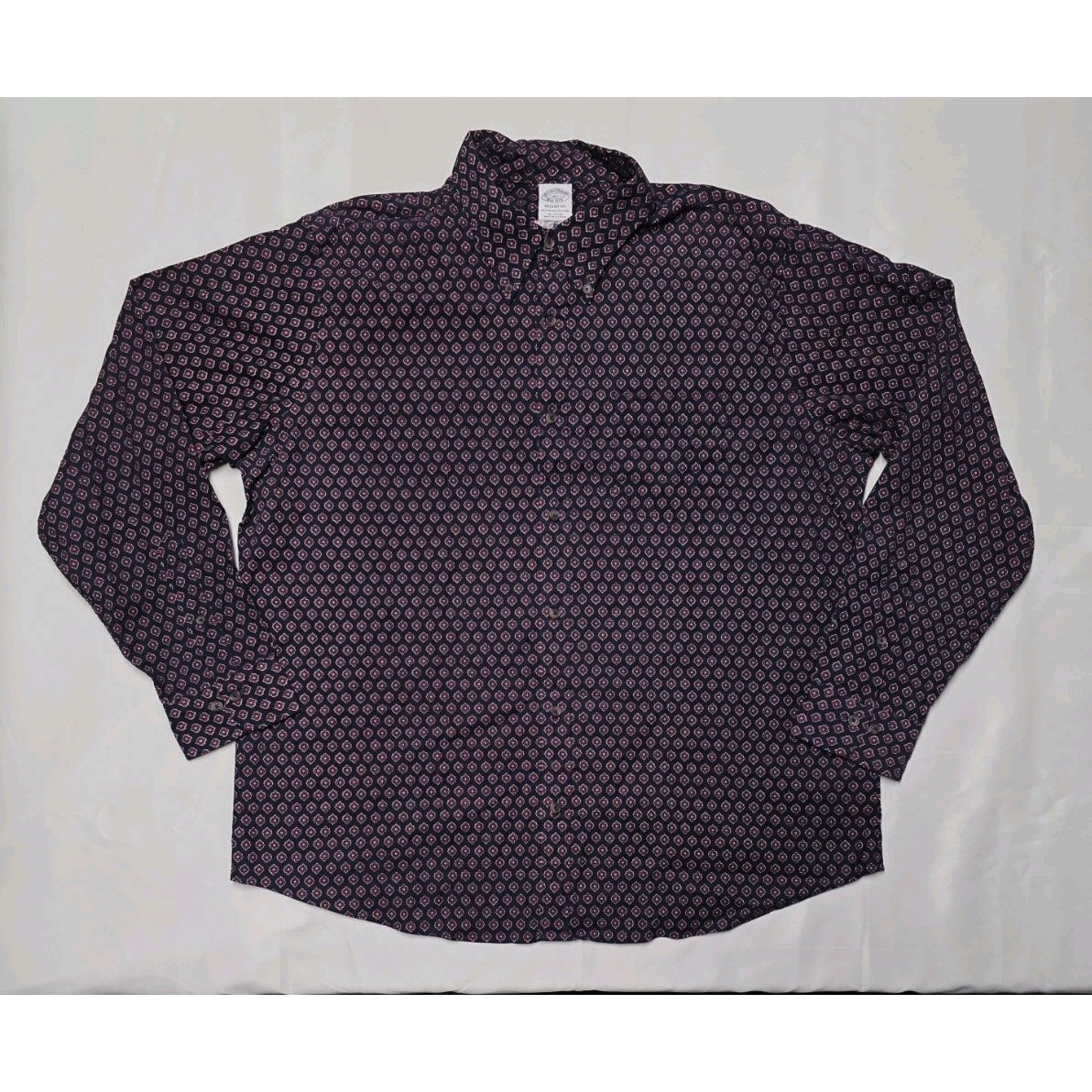 Brooks Brothers Corduroy Shirt Mens Xl Geometric Pattern Long Sleeve Button Down